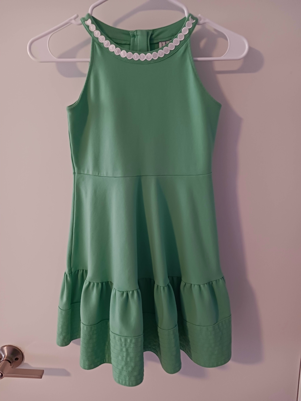 Janie and Jack Green Sleeveless Ruffle-Hem Dress with Decorative Neckline